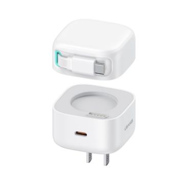 USAMS PD35W Dual Type-C Port GaN Fast Charger, US Plug (White) - 1