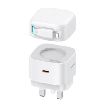 USAMS PD35W Dual Port GaN Fast Charger, UK Plug - White - 1
