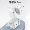 USAMS PD35W Dual Port GaN Fast Charger, UK Plug - White - 2