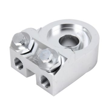 Picture of Car Universal Aluminum AN8 Angles Cake Oil Filter Sandwich Adapter For Oil Cooler Plate Kit Oil Filter Cooler Sandwich Plate Adapter Cooler Adapter