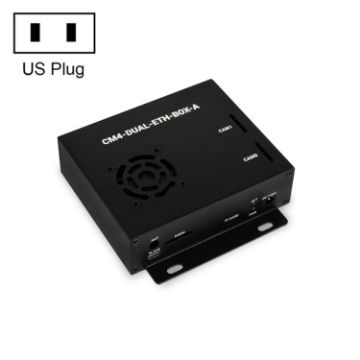 Picture of Waveshare Dual Gigabit Ethernet Mini-Computer with Metal Case & Cooling Fan for Raspberry Pi CM4 (US Plug)