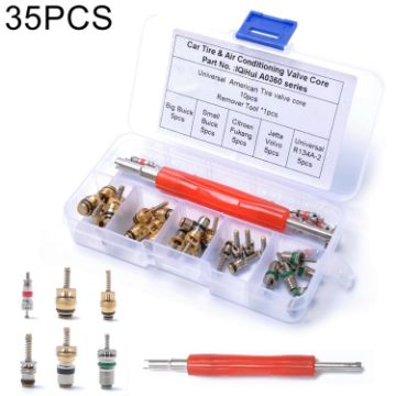 Picture of 35 PCS Car R134A Air Condition Valve Core Assortment with Remover Tool for Buick/Citroen/Jetta