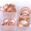 150 PCS O Shape Solid Copper Crush Washers Assorted Oil Seal Flat Ring Kit - 5