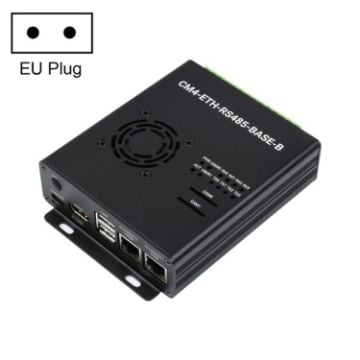 Picture of Waveshare Dual ETH Mini-Computer for Raspberry Pi CM4, Gigabit Ethernet, 4CH Isolated RS485 (EU Plug)