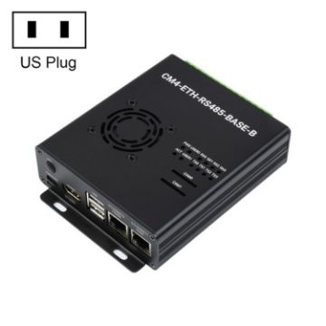 Picture of Waveshare Dual ETH Mini-Computer for Raspberry Pi CM4, Gigabit Ethernet, 4CH Isolated RS485 (US Plug)