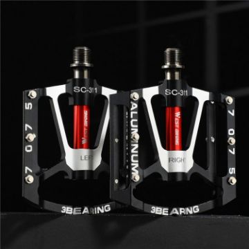 1 Pair WEST BIKING Mountain Bike Aluminum Pedal - Black - 1