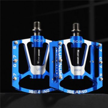 Picture of 1pair WEST BIKING YP0802083 Mountain Bike Aluminum Alloy Pedal Lightweight Bearing Foot Pedal (Blue)