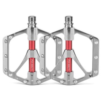 Picture of PROMEND PD-M82-TI 1 Pair Mountain Bicycle Titanium Alloy Shaft 3-Bearings Wide Pedals (Silver)