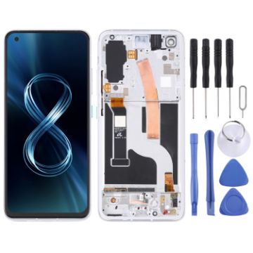 AMOLED LCD Screen for Asus Zenfone 8 ZS590KS with Frame - Silver - 1