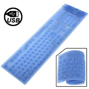 Picture of 109 Keys USB 2.0 Full Sized Waterproof Flexible Silicone Keyboard (Blue)
