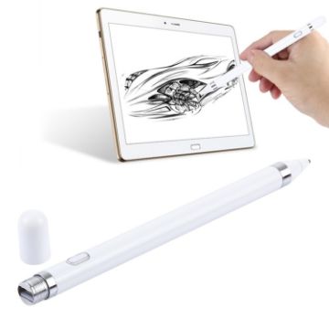 Picture of Universal Rechargeable Stylus Pen 2.3mm Metal Nib for iPhone iPad Samsung Tablet PC (White)
