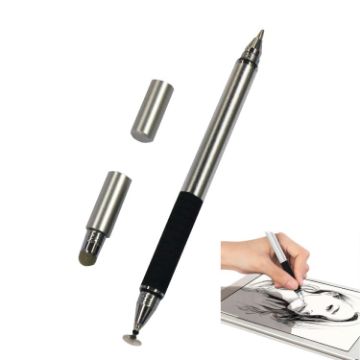 Picture of AT-12 3 in 1 Touch Screen Capacitive Pen with Common Writing Pen & Mobile Phone Writing Pen Function is Suitable for Apple/Huawei/Samsung (Silver)