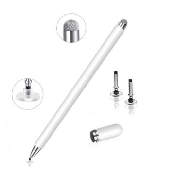 Picture of AT-30 2-in-1 Silicone Sucker + Conductive Cloth Head Handwriting Touch Screen Pen Mobile Phone Passive Capacitive Pen with 1 Pen Head (White)