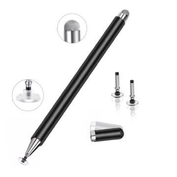 Picture of AT-30 2-in-1 Silicone Sucker + Conductive Cloth Head Handwriting Touch Screen Pen Mobile Phone Passive Capacitive Pen with 1 Pen Head (Black)