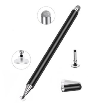 Picture of AT-30 2-in-1 Silicone Sucker + Conductive Cloth Head Handwriting Touch Screen Pen Mobile Phone Passive Capacitive Pen with 1 Pen Head (Black)