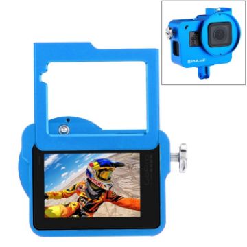 Picture of PULUZ Housing Shell CNC Aluminum Alloy Protective Cage with Insurance Frame & 52mm UV Lens for GoPro HERO (2018)/7 Black/6/5 (Blue)