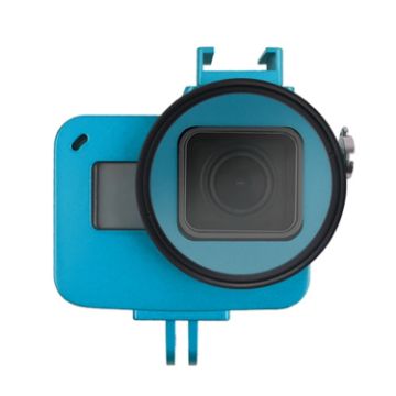 Picture of Housing Shell CNC Aluminum Alloy Protective Cage with Insurance Frame & 52mm UV Lens for GoPro HERO7 Black/6/5 (Blue)