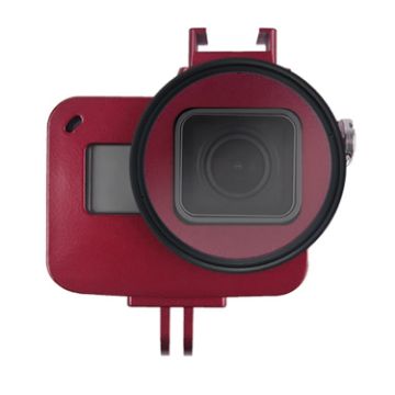 Picture of Housing Shell CNC Aluminum Alloy Protective Cage with Insurance Frame & 52mm UV Lens for GoPro HERO7 Black/6/5 (Red)