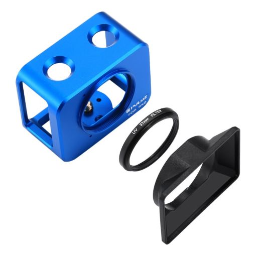 PULUZ Sony RX0 Aluminum Cage + UV Filter + Lens Sunshade (Blue) - 1