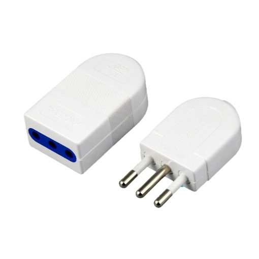Italian Standard 3 Round Pin Male Plug + 3-hole Female Socket - 1