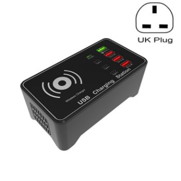 A7 High-power 100W 4 x PD 20W + QC3.0 USB Charger +15W Qi Wireless Charger Multi-port Smart Charger Station - 1