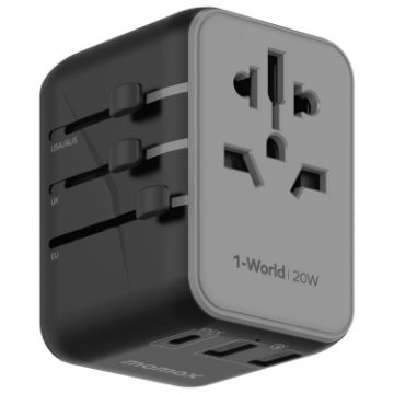 Picture of MOMAX UA11 1-World 20W PD Global Travel Fast Charger Power Adapter (Black)
