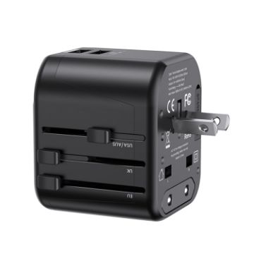 USAMS US-CC173 T55 12W Universal Multi Plug Travel Charger - Black - 1