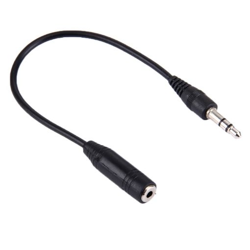 3.5 Male to 2.5 Female Converter Cable, 23cm - Black - 1