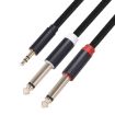 3.5mm Male to Dual 6.35mm Male Audio Cable - 2m (Black) - 1