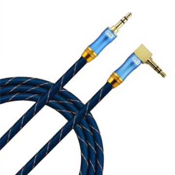 EMK 90-Degree Car 3.5mm Audio Cable Extension Cable, 1.5M Blue - 1