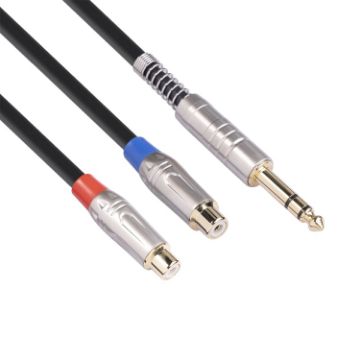 6.35mm Male to Dual RCA Female Audio Cable, 30cm Length - 1