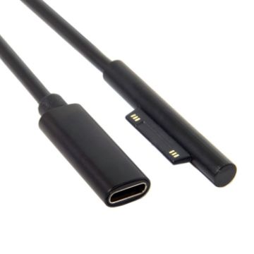 Picture of Type-C/USB-C Mother Rotary Seeder Tablet Power Charging Cable For Microsoft Surface Pro 5/6, Size: 30cm (Black)