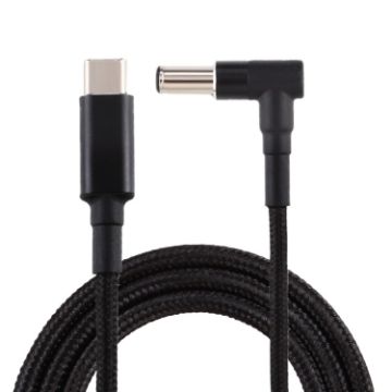 Picture of PD 100W 6.0 x 1.4mm Elbow to USB-C/Type-C Nylon Weave Power Charge Cable, Cable Length: 1.7m