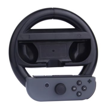 Black Round Gaming Steering Wheel for Nintendo Switch Joy-Con - 1