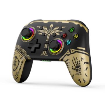 Picture of Wireless Bluetooth Somatosensory Vibration Gamepad for Nintendo Switch/Switch PRO, Color: Black Gold