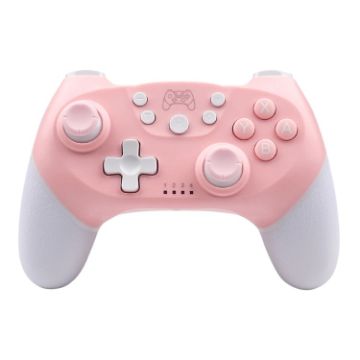 Picture of For Nintendo Switch Pro Wireless Bluetooth Handle with Macro Programming & Somatosensory Wake-up (White Pink)
