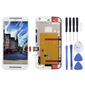 Motorola Moto G2 LCD Frame Touch Pad Digitizer Assembly White - 1
