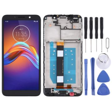 Motorola Moto E6 Play TFT LCD Screen Digitizer Full Assembly with Frame - Black - 1