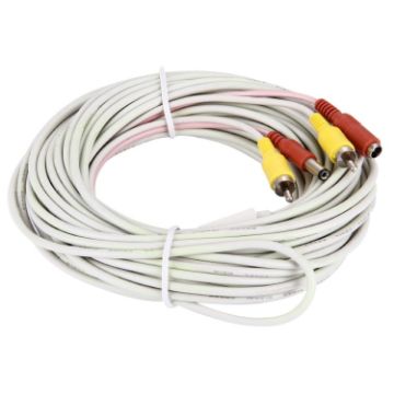 Picture of CCTV Safety Camera Power Video Male to Female Cable, Length: 15m (White)