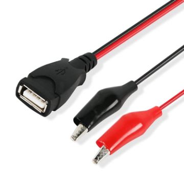 Picture of USB-A Female To 2 x Crocodile Clip Power Connection Extension Cable, Length: 0.5m