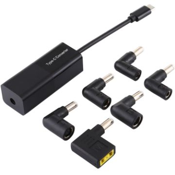 Picture of Laptop Power Adapter 65W USB-C/Type-C Converter to 6 in 1 Power Adapter (Black)