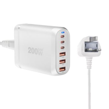 GaN PD100W Type-C x 3 + USB x 3 Multi Port Laptop Adapter, White - 1