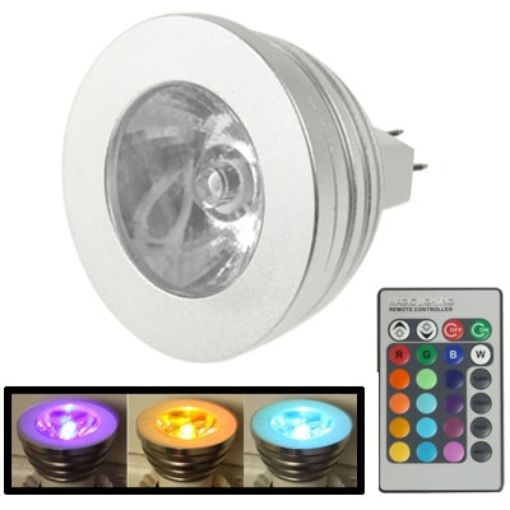Picture of MR16 5W RGB LED Light Bulb , Luminous Flux: 400-450LM, with Remote Controller, DC 12V