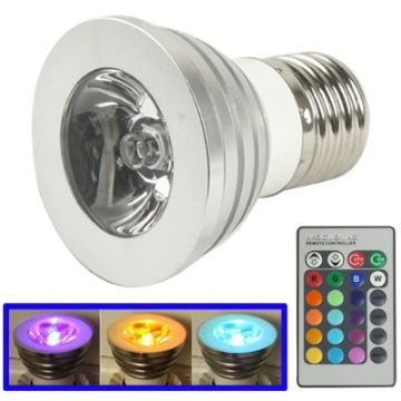 Picture of E27 3W RGB Flash LED Light Bulb with Remote Controller, AC 85-265V, Luminous Flux: 240-270lm