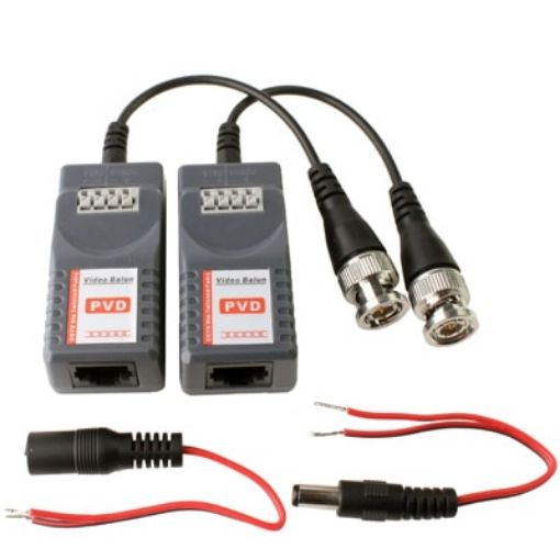 Passive Video Balun with Power - 2 PCS (Grey) - 1