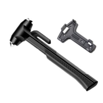 Picture of Car Safety Life-Saving Hammer Car Emergency Multifunctional Window Breaker, Colour: Deluxed Black With Fixed Rack