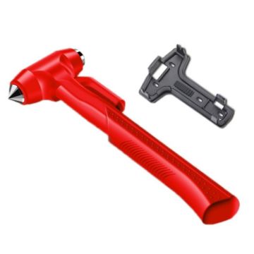 Picture of Car Safety Life-Saving Hammer Car Emergency Multifunctional Window Breaker, Colour: Deluxed Red With Fixed Rack