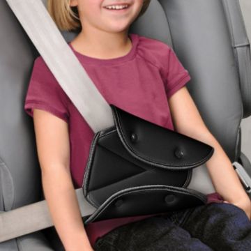Picture of Car Seat Safety Belt Cover Sturdy Adjustable Triangle Safety Seat Belt Pad Clips Child Protection (Black)