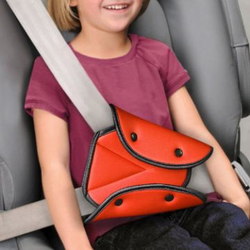 Picture of Car Seat Safety Belt Cover Sturdy Adjustable Triangle Safety Seat Belt Pad Clips Child Protection (Orange)