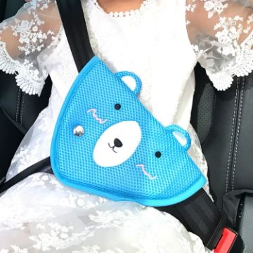 Picture of Car Child Seat Belt Adjusting and Fixing Device Buttons Seat Belt Anti-strangulation Shoulder Cover, Style:Mesh Fabric Polar Bear